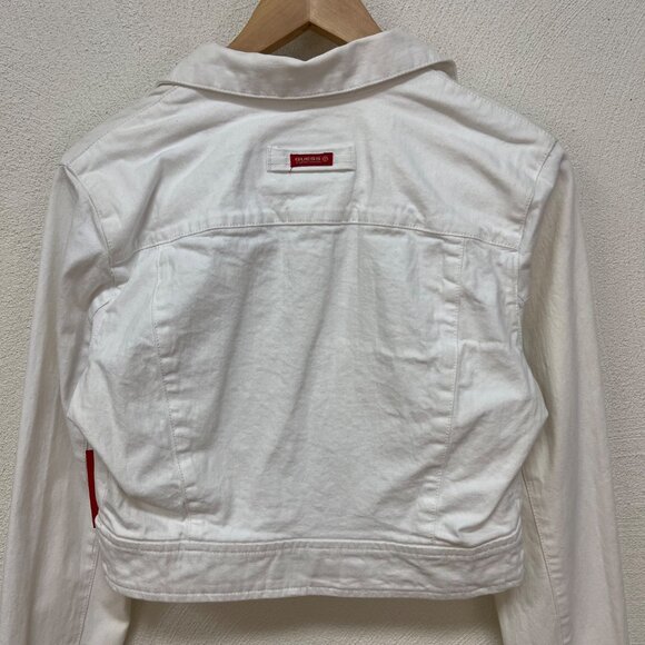 NWT Vintage Guess Jeans White Denim Crop Belted Jacket sz Medium - Picture 6 of 8